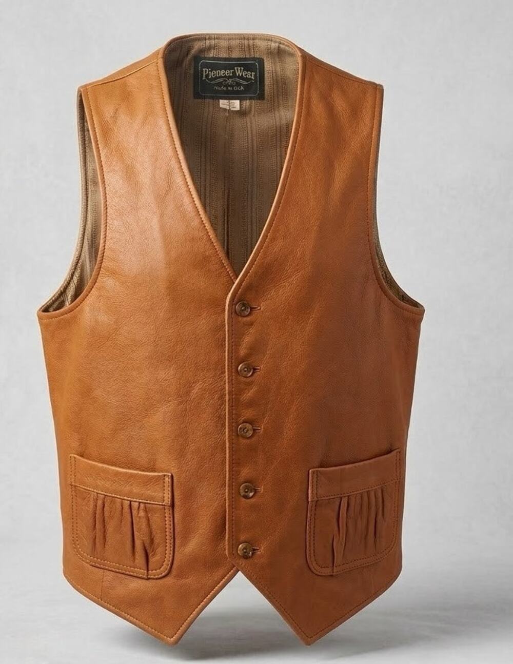 Vest Brown Mens M Cortini Western Bellows Pockets Cinch Back Cowboy Core 70s VTG